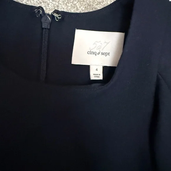Cinq a Sept Elegant Navy Dress with Ruffle Detailing | size 4 | EUC - Picture 5 of 12